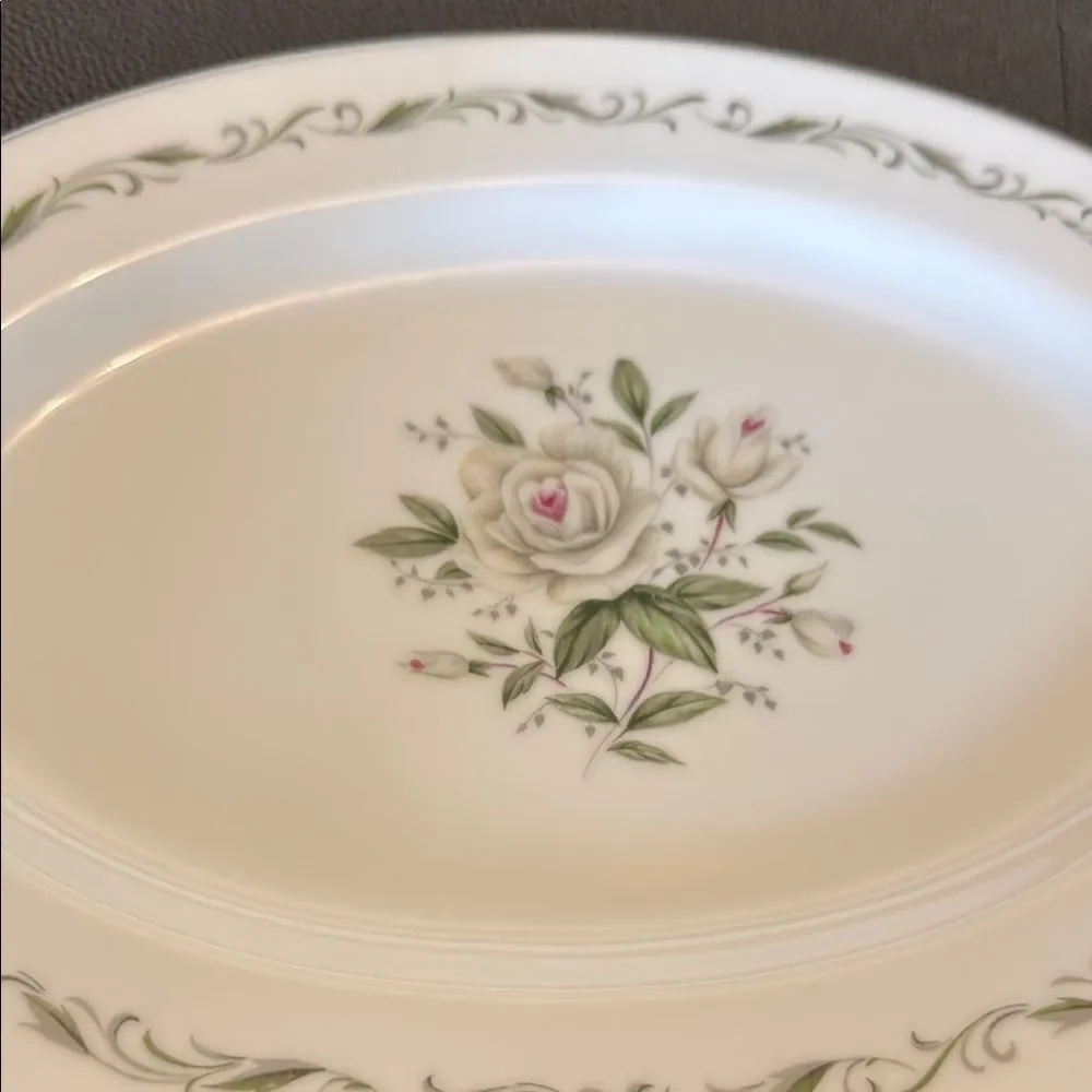 Diamond China Romance Cream and Green Floral Dinnerware Serving Plate